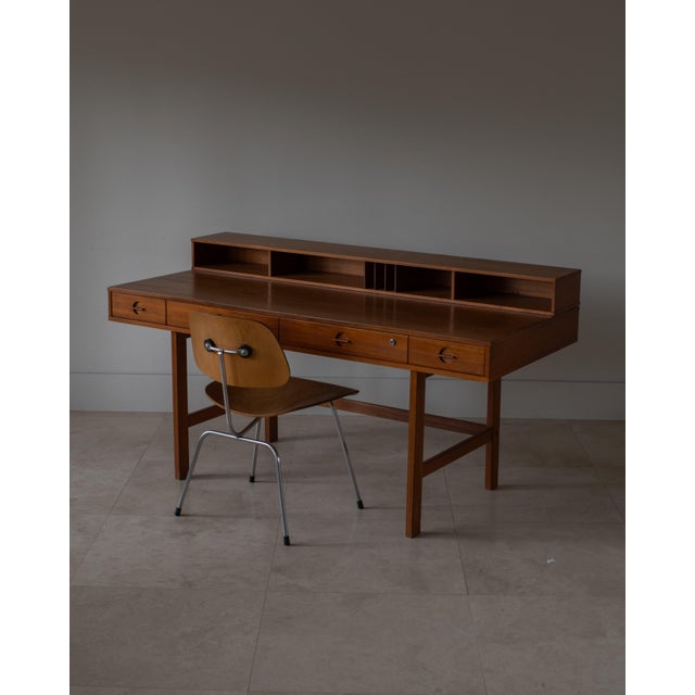 Brown 1950s Peter Løvig Nielsen Partners Flip Top Desk by Løvig, Denmark For Sale - Image 8 of 10