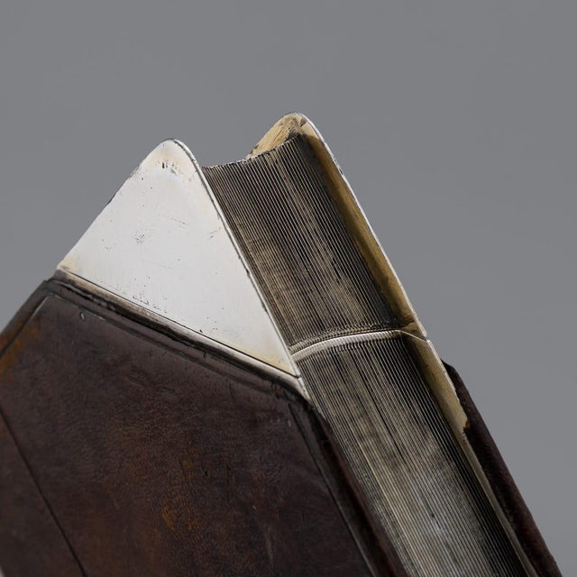Silver Novelty Silver Plate and Leather Book Shaped Hip Flask by J Dixon & Sons For Sale - Image 8 of 16