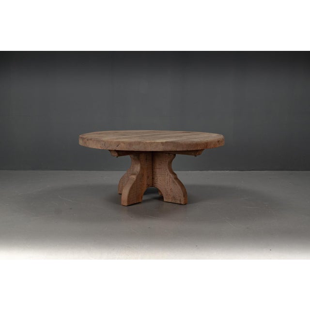 Large Oak Rural Round Coffee Table, 1962 For Sale - Image 6 of 15