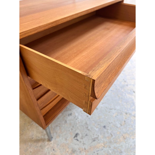 Wood Chest of Drawers in Walnut with New Chrome Feet For Sale - Image 7 of 11