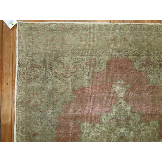 Mid 20th Century Mid 20th Century Soft Pink Turkish Oushak Rug For Sale - Image 5 of 18
