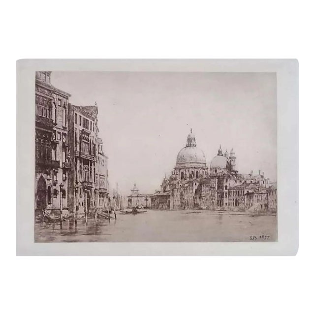 Luca Beltrami - Venice, Grand Canal - Original Etching - 1877 For Sale