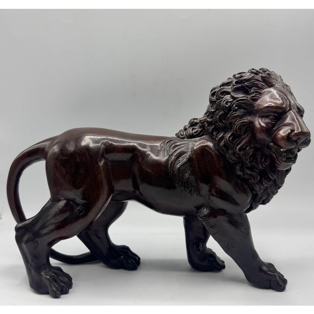 Large Antique Bronze Lion Pair 13” Italian Style Mantel Statues Heavy Matched For Sale In Pittsburgh - Image 6 of 14