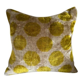 Vintage Schumacher Silk Velvet Ikat Pillow For Sale