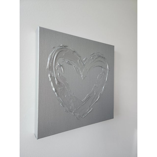 Silver Abstract Heart Painting For Sale - Image 4 of 5