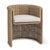 Hand-woven faux wicker outdoor chair featuring a softly rounded, sculptural silhouette and a tightly wrapped, durable...