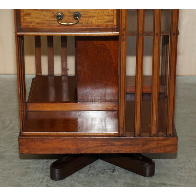 Victorian Walnut Revolving Bookcase with Drawers, 1880s For Sale - Image 5 of 14
