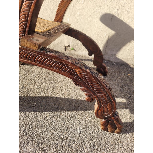 Indian Folding Armchair in Carved Wood For Sale - Image 11 of 18