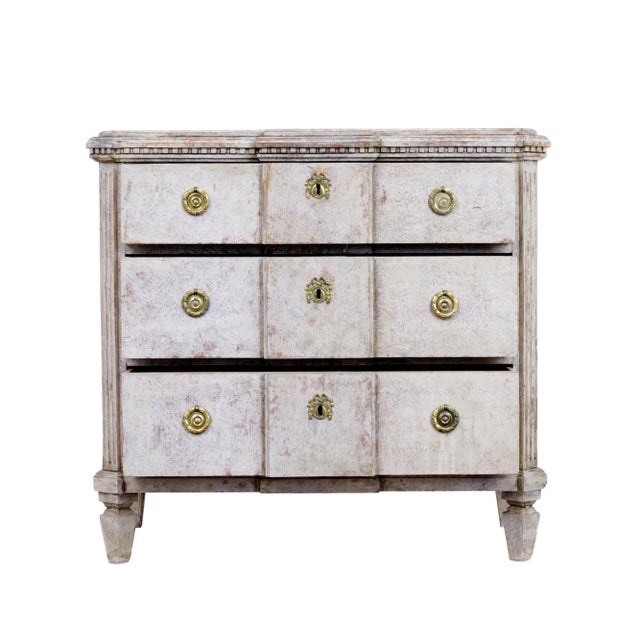 19th Century Swedish Painted Breakfront Chest of Drawers For Sale - Image 5 of 11