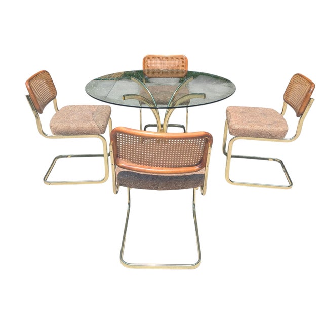 Marcel Breuer Vintage Italian Marcel Breuer Cesca Chairs and Dining Table- Set of 5 For Sale - Image 4 of 18