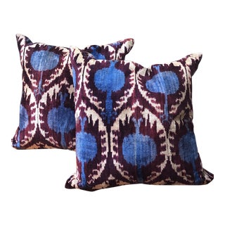 Boho Chic Purple and Teal Pillows - a Pair For Sale