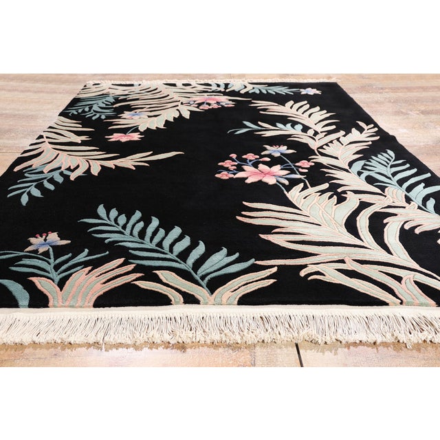 Black Vintage Chinese Art Deco Rug, 05'06 X 08'07 For Sale - Image 9 of 10