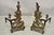Antique French Rococo Baroque Style Brass Leafy Acanthus Andirons - a Pair. Circa Early 20th Century. Measurements: 17" H...
