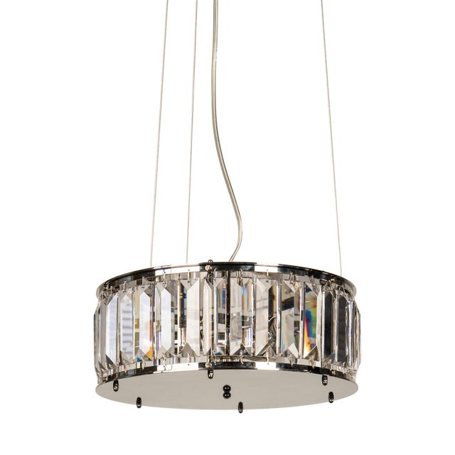 Nickel-Plated Brass and Precision-Cut Austrian Crystal Pendant Light by ZAVADSKI For Sale