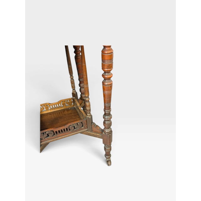 19th Century Antique Victorian Octagonal Occasional Table on Casters, 1890s For Sale - Image 5 of 9
