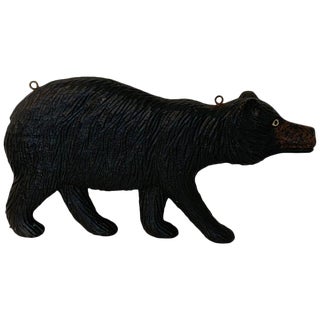 Black Forest Carved Walnut Bear Motif Trade Sign For Sale