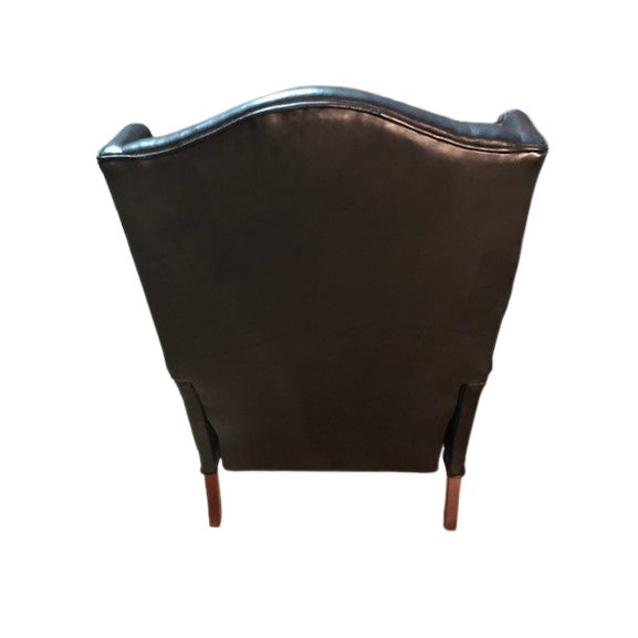 Queen Anne 1980s Pennsylvania House Motion Leather Queen Anne Style Reclining Nailhead Armchair For Sale - Image 3 of 7