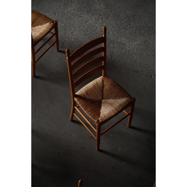 Italian Modern Beech Dining Chairs with Woven Seats in the style of Gio Ponti, 1960s, Set of 8 For Sale - Image 12 of 15