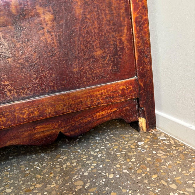 Chinoiserie Asian Wooden Cabinet with Flowers and Birds Decor For Sale - Image 9 of 10