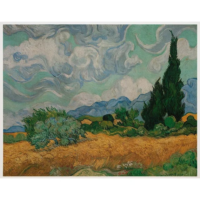 Printmaking Materials 2008 After Van Gogh "Wheat Field With Cypresses", First Edition German Poster For Sale - Image 7 of 7