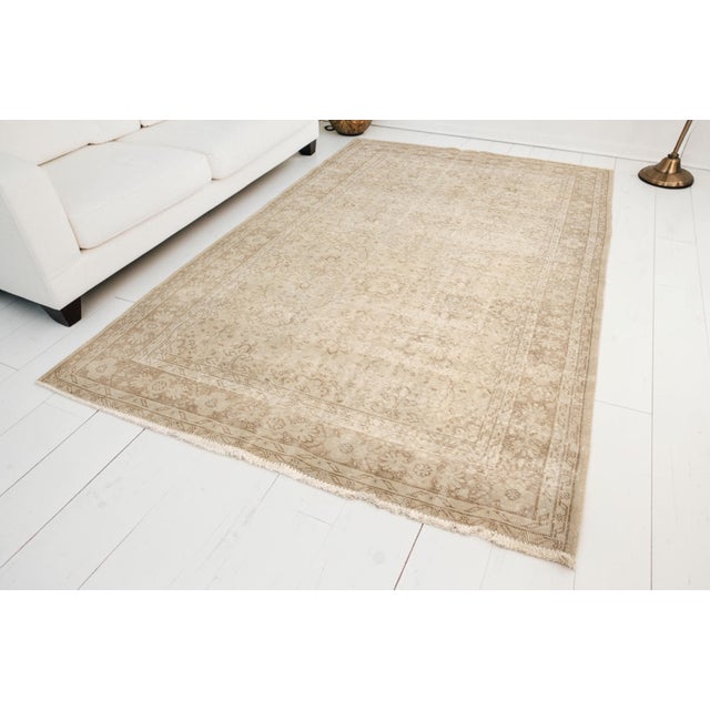 Beige Beige Vintage Anatolian Wool Carpet For Sale - Image 8 of 10