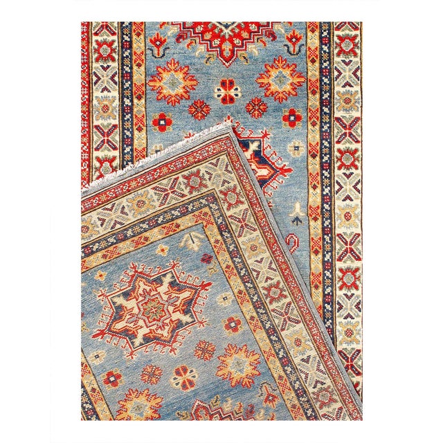 Traditional Pasargad DC Fine Hand Knotted Kazak Runner Rug For Sale - Image 3 of 3