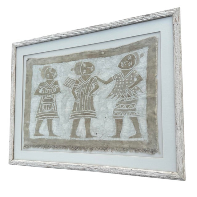 Framed Vintage African Korhogo Mud Cloth Painting For Sale - Image 4 of 7