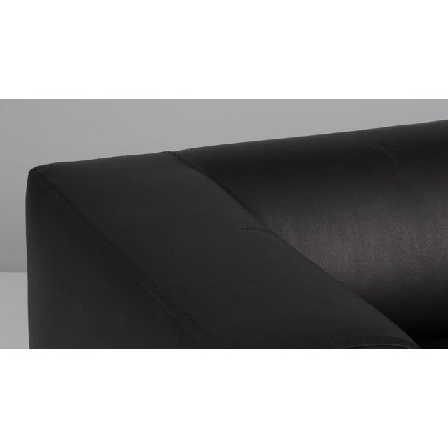 Delphi 3-Seater Sofa in Black Leather and Steel by Hannes Wettstein, 2000s For Sale - Image 3 of 11
