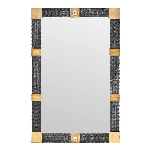 Murano Glass and Brass Mirror For Sale