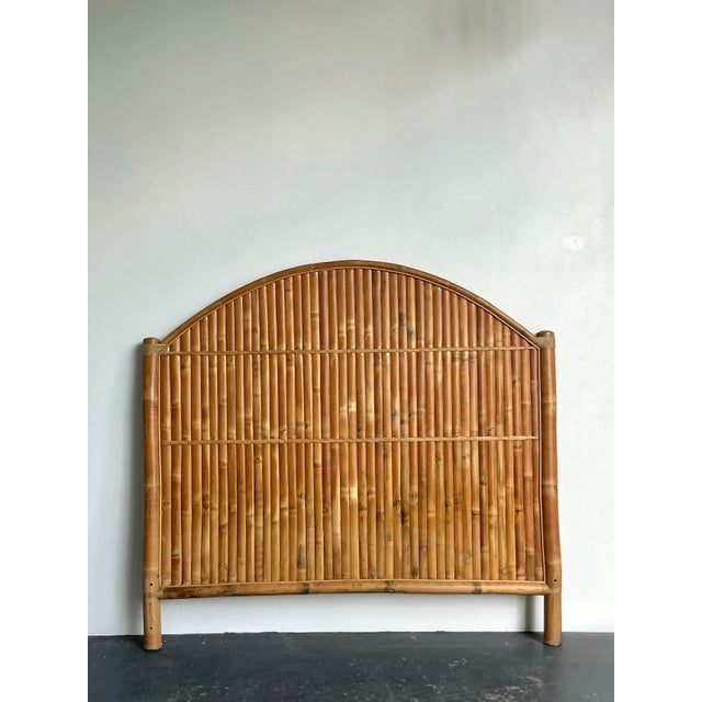 Late 20th Century Vintage Boho Split Bamboo King Headboard For Sale - Image 5 of 12