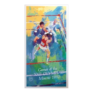 LeRoy Neiman Vintage 1980 XXII Olympiad Moscow Boxing Poster Mint Condition