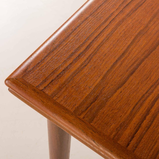 Mid-Century Danish Square Teak Table with Hidden Extensions, 1960s For Sale - Image 10 of 13