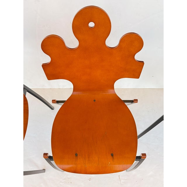 Cinnamon Set of Six French Modern Jigsaw Puzzle Back Chairs For Sale - Image 8 of 9