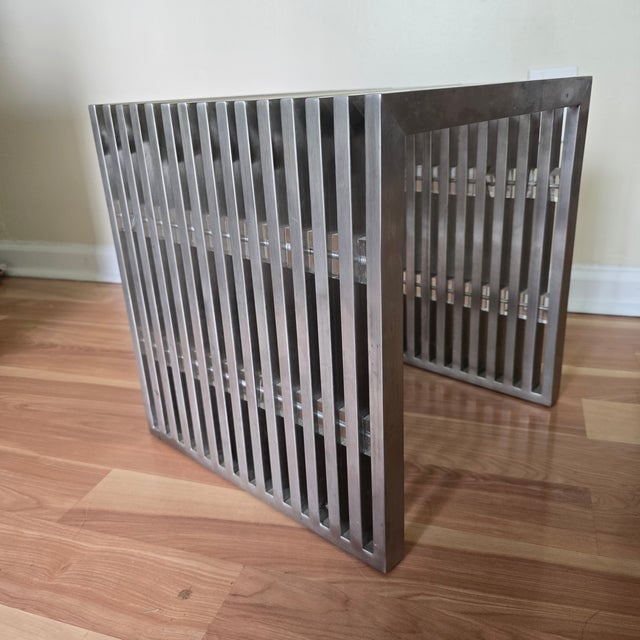 Vintage Modernist Metal & Lucite Side Table For Sale - Image 4 of 11