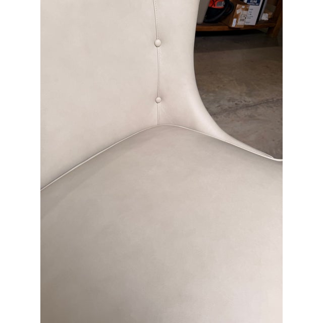 Global Views Global Views Beige Leather Lounge Chair For Sale - Image 4 of 9