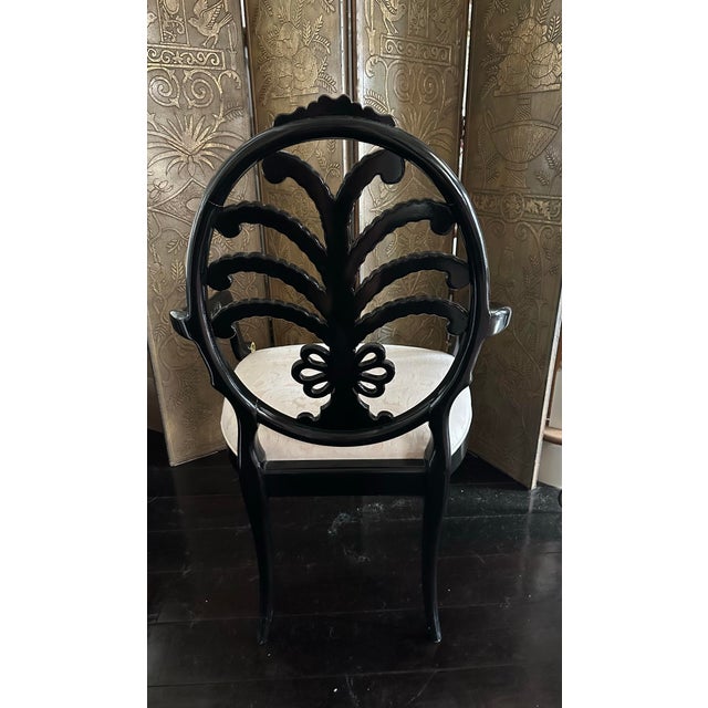 Wood Vintage Hepplewhite Oval Plume Arm Chair For Sale - Image 7 of 12