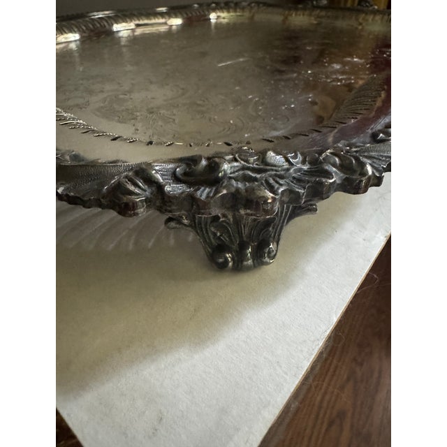 Antique Early 20th Century Rococo Style Large Footed Butler by Crown Silver Co. For Sale - Image 13 of 18