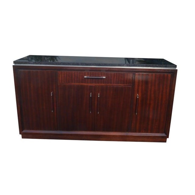 Henredon Late 20th Century Vintage Henredon Marble Top Banded Mahogany Server For Sale - Image 4 of 7