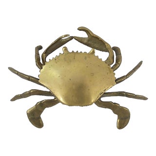 Vintage Brass Crab Ashtray Figural Catch All Trinket Box For Sale