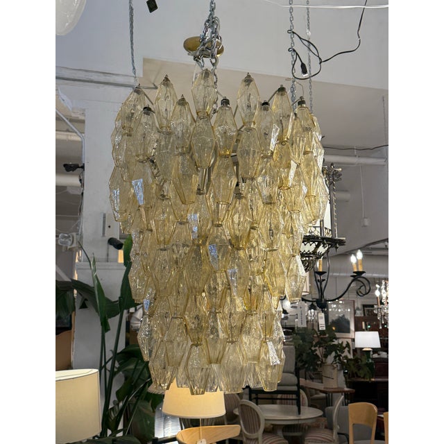 Italian Carlo Scarpa for Venini Polyhedral Chandelier For Sale - Image 3 of 12
