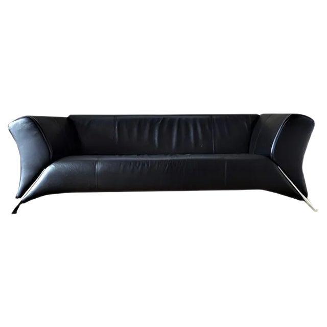 Black Leather 3-Seat Sofa by Rolf Benz, 2000s For Sale
