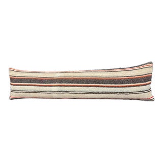 Turkish Hemp Pillow Cushion Natural Beige Black Cushion Cover 12"x46" For Sale