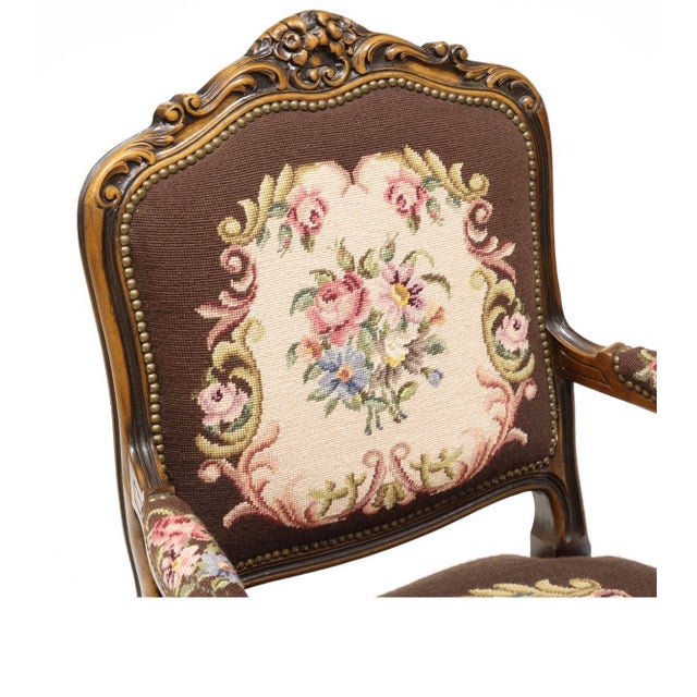 Wood Early 20th Century Set of Four (4) Louis XV Style Carved Chairs For Sale - Image 7 of 9