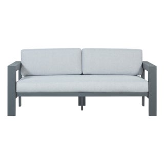 Sardinia Aluminum Frame Outdoor 74" Love Seat / Sofa - Gray Cushions For Sale