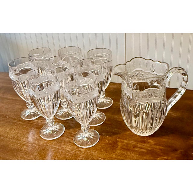 Oneida “Southern Garden” Set of Pitcher and Eight Glasses - 9pcs For Sale - Image 6 of 12