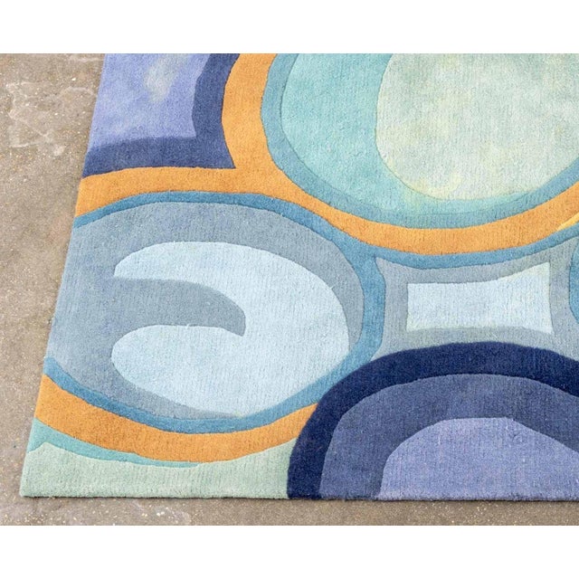 Momeni Blue New Wave Rug, 8' X 5' 2" For Sale In New York - Image 6 of 8