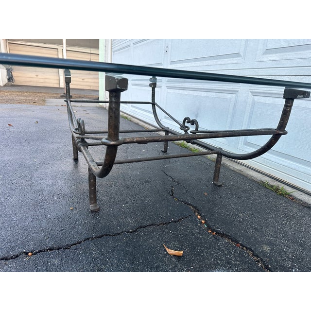 Paul Ferrante Paul Ferrante Hammered Iron Frame Coffee Table For Sale - Image 4 of 12