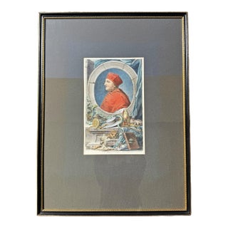 1741 Hand Colored Engraving of Cardinal Wolsey by Jacobus Houbraken For Sale