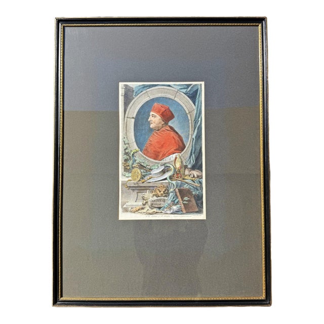 1741 Hand Colored Engraving of Cardinal Wolsey by Jacobus Houbraken For Sale