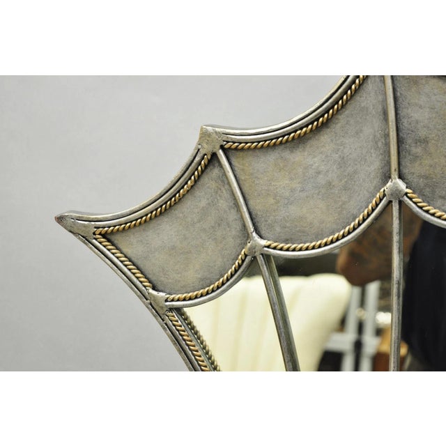 Silver Contemporary Mediterranean Style Silver Gilt Iron Metal Mirror Fireplace Screen For Sale - Image 8 of 13